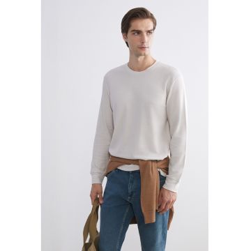 Bluza din amestec de bumbac cu decolteu la baza gatului - Roz pal