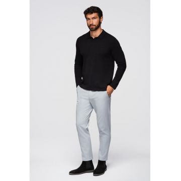 Bluza din amestec de bumbac cu guler polo - Negru