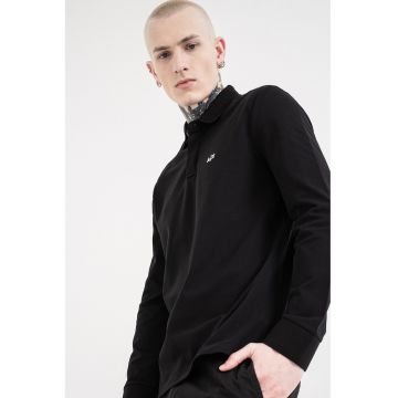 Bluza polo cu logo brodat - Negru