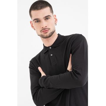 Bluza polo cu logo discret - Negru