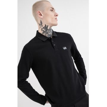 Bluza polo regular fit din pique - Negru
