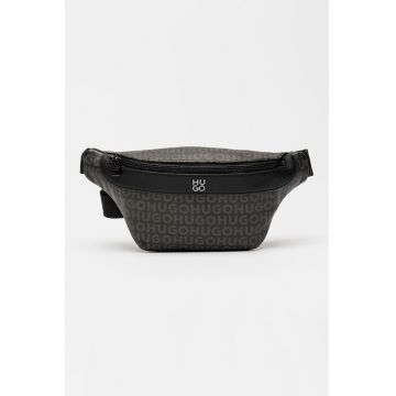 Borseta cu model logo Quantic - Negru stins/Maro inchis