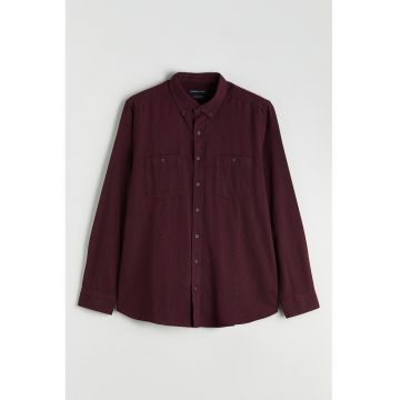 Camasa cu guler fixat cu nasturi - Maro cognac