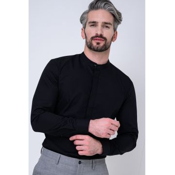 Camasa slim fit din bumbac Kaleb - Negru