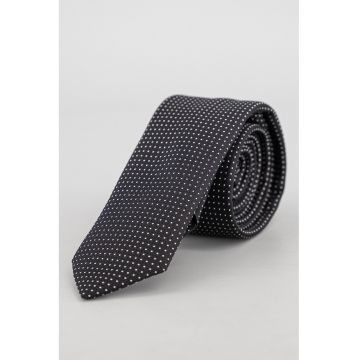Cravata din amestec de matase cu buline - Alb/Negru