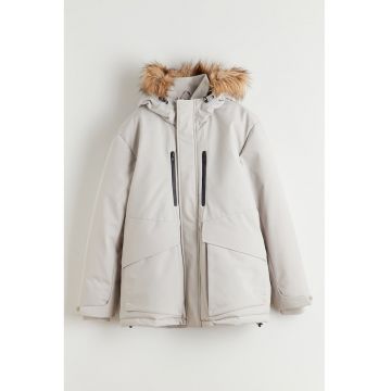 Geaca cu garnitura de blana sintetica - Alb