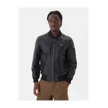 Geaca de piele barbati  Negru