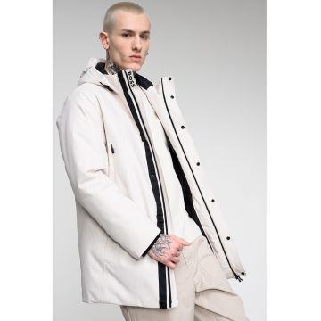 Geaca parka cu finisaj rezistent la apa si gluga - Negru/Crem