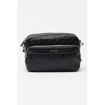 Geanta crossbody in relief Emblem - Negru