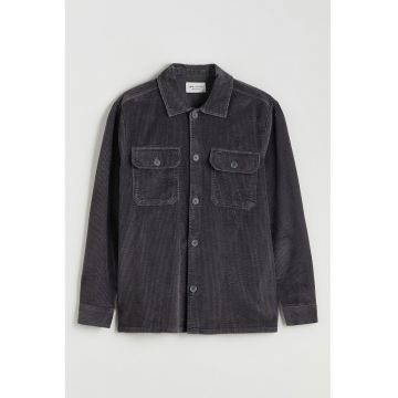 Jacheta-camasa din reiat cu buzunare pe piept - Gri/Gri inchis