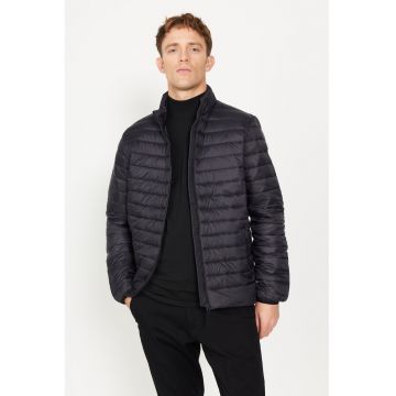 Jacheta cu fermoar si guler mediu - Negru