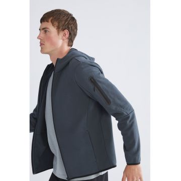 Jacheta uni cu buzunar cu fermoar pe maneci - Gri antracit