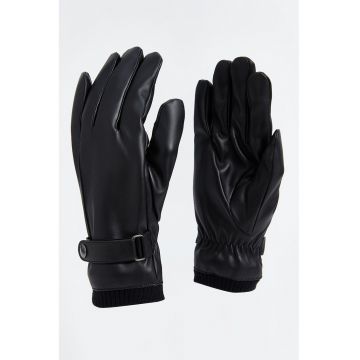 Manusi din piele ecologica - Negru