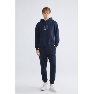 Pantaloni de trening relaxed fit cu buzunare laterale - Bleumarin