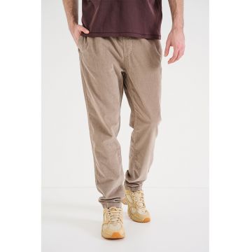 Pantaloni relaxed fit cu snur de ajustare in talie - Maro deschis