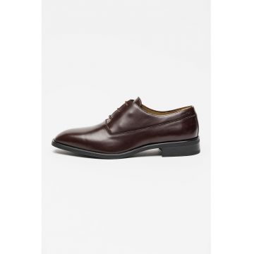 Pantofi oxford din piele si varf ascutit - Maro cognac