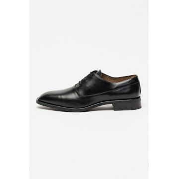 Pantofi oxford din piele si varf ascutit - Negru