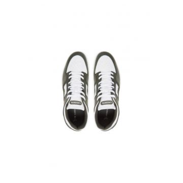 Pantofi sport barbati - 749SMA0037 -  Piele naturala - 46 EU - Alb/Verde - Alb/Verde