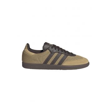 Pantofi sport cu aspect tricotat si garnituri din piele intoarsa Samba - Maro inchis/Maro camel