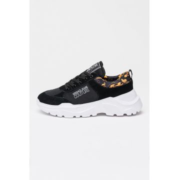 Pantofi sport din piele intoarsa si material textil - Negru