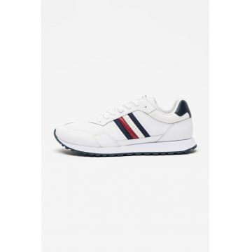 Pantofi sport low-cut cu insertii din piele - Visiniu/Alb optic/Bleumarin