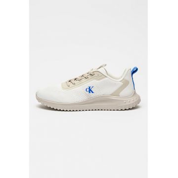 Pantofi sport low-cut din material textil - Alb/Albastru royal/Maro nisip