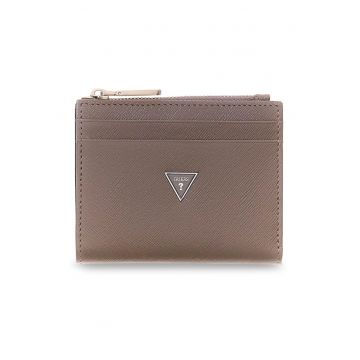 Portofel din piele Saffiano - Maro taupe deschis