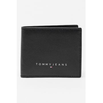 Portofel din piele si piele ecologica cu logo Linear - Negru