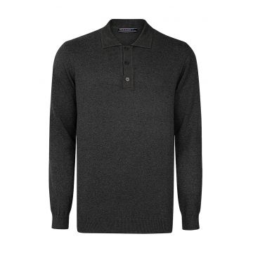 Pulover polo de bumbac - Gri antracit