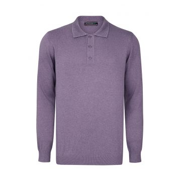 Pulover polo de bumbac - Lila pal