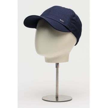 Sapca din amestec de lana virgina cu detaliu cu logo metalic - Bleumarin