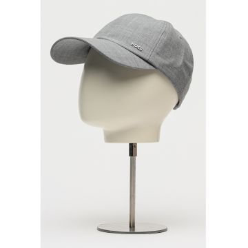 Sapca din amestec de lana virgina cu detaliu cu logo metalic - Gri cenusiu