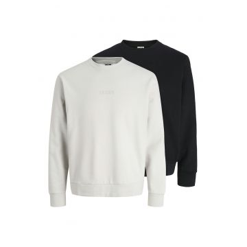 Set de bluze de trening din bumbac cu decolteu la baza gatului - 2 piese - Negru/Alb murdar