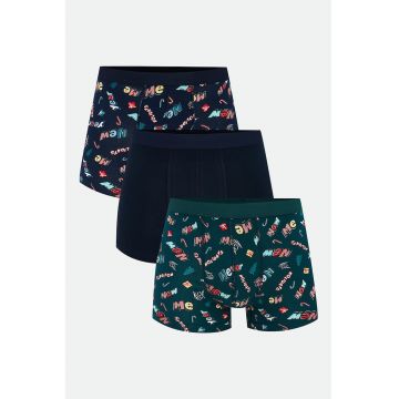 Set de boxeri de Craciun - 3 perechi - Verde/Bleumarin