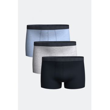 Set de boxeri din amestec de bumbac - 3 perechi - Gri deschis/Bleumarin