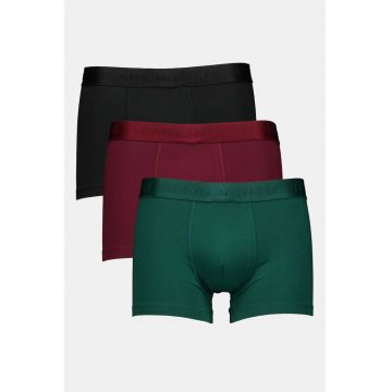 Set de boxeri din amestec de modal - 3 perechi - Visiniu/Negru/Verde englez