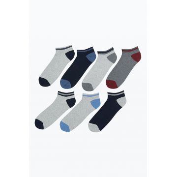 Set de sosete colorblock - 7 perechi - Rosu/Gri/Albastru