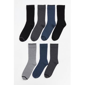 Set de sosete lungi - 7 perechi - Negru/Albastru/Gri