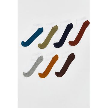 Set de sosete pana la glezna cu model in doua tonuri - 7 perechi - Multicolor