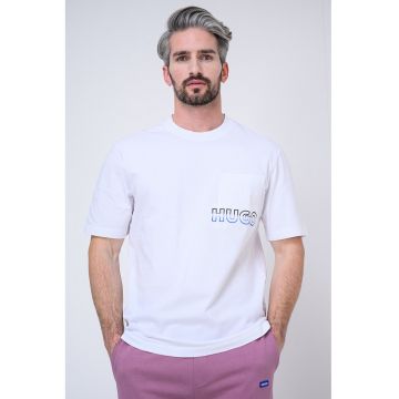 Tricou cu detaliu logo si buzunar pe piept - Alb/Negru/Albastru