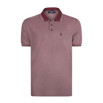 Tricou cu model uni si guler polo - Rosu stins