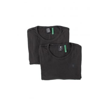 Tricou de bumbac organic cu detaliu brodat - 2 piese - Negru