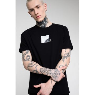 Tricou din amestec de lyocell - Alb/Negru