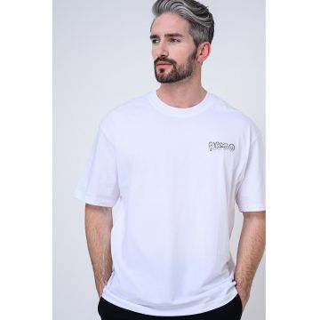 Tricou din bumbac cu imprimeu logo Nyrotee - Negru/Alb murdar
