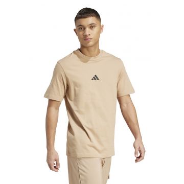 Tricou din bumbac cu logo brodat - Negru/Maro camel