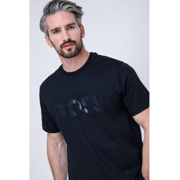 Tricou din bumbac cu logo - Negru