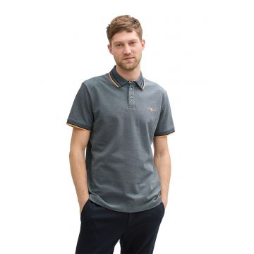 Tricou polo cu detalii contrastante - Albastru inchis