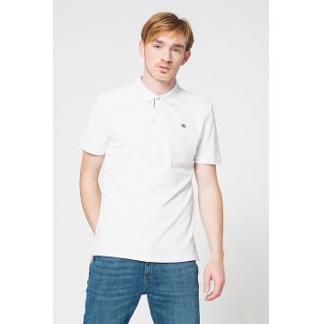 Tricou polo de bumbac cu logo discret - Alb