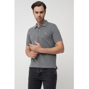 Tricou polo regular fit cu aspect pique