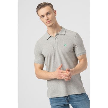 Tricou polo regular fit cu aspect pique